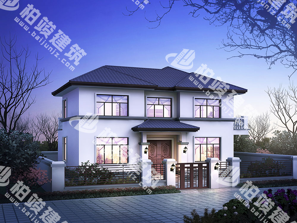 二层现代风格自建房设计图，框架结构，大气设计