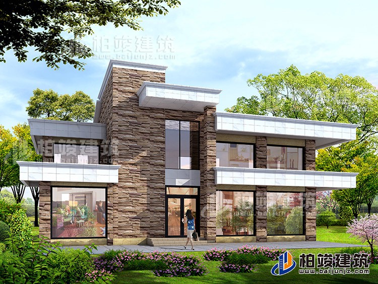 二层农村现代别墅设计图纸，有娱乐室、健身房18x12米BZ252-新中式风格