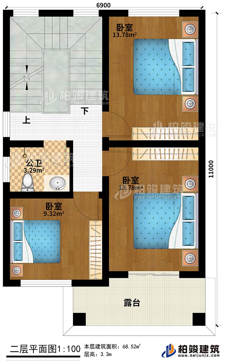 欧式三层楼房设计图，三层新农村楼房图纸BZ353-简欧风格