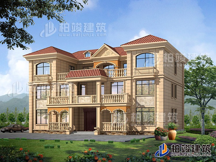三层双拼农村房屋设计图纸，全套施工图及效果图BZ383-简欧风格