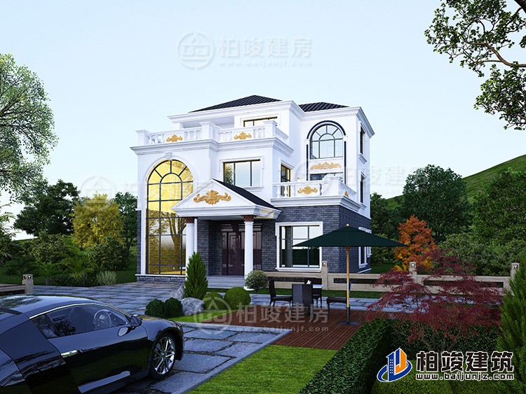 新农村私人别墅建筑设计施工图，全套三层别墅设计图纸BZ3512-简欧风格