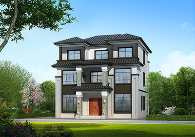 新农村房屋设计图纸，新中式效果图，3层住宅设计
