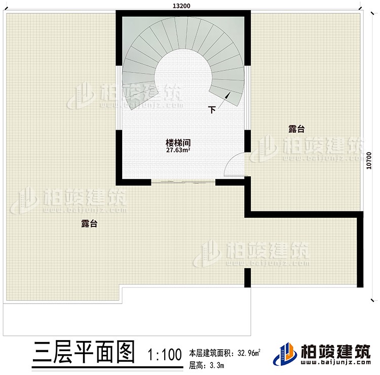 楼顶：楼梯间、2露台